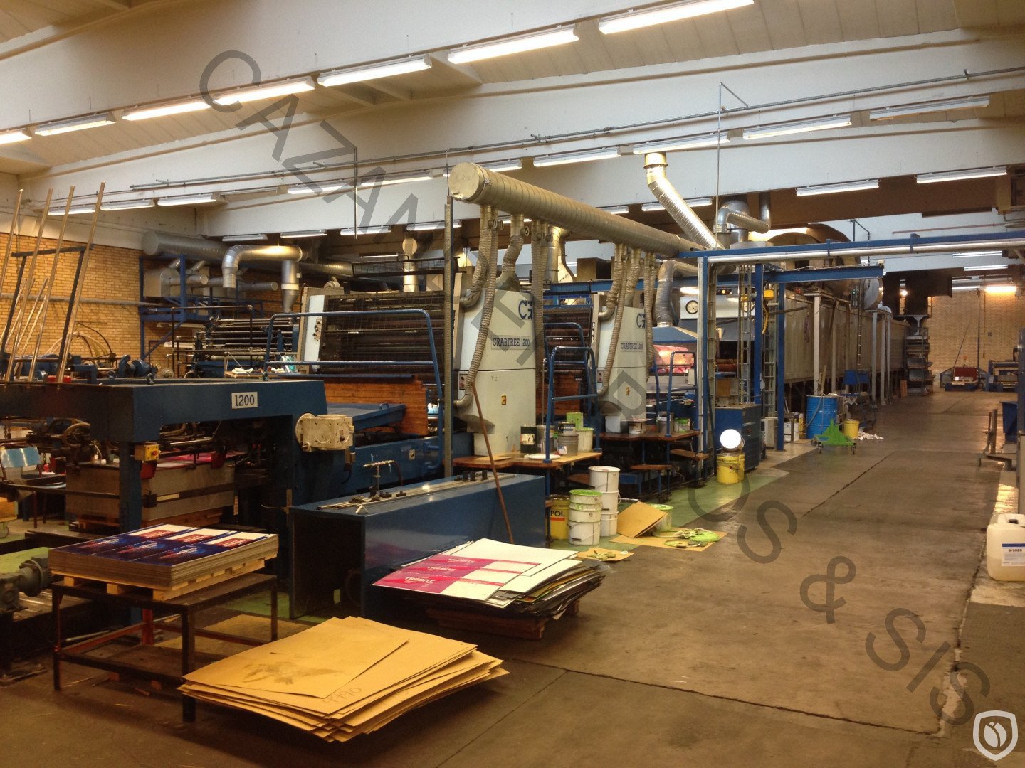 Crabtree 1200 tandem printing line with Mailander 431 in-line spot coater