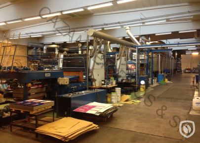 Crabtree 1200 tandem printing line with Mailander 431 in-line spot coater