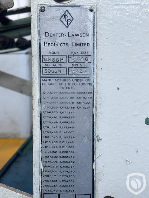 Machine plate Dexter stacker