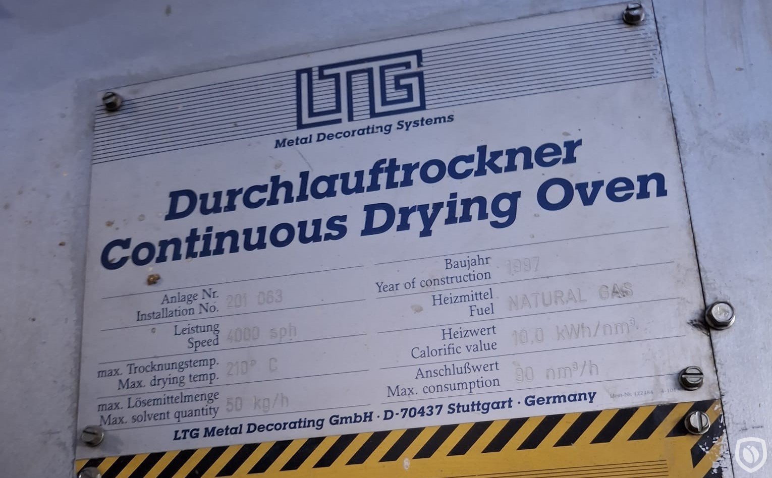 machine plate LTG oven